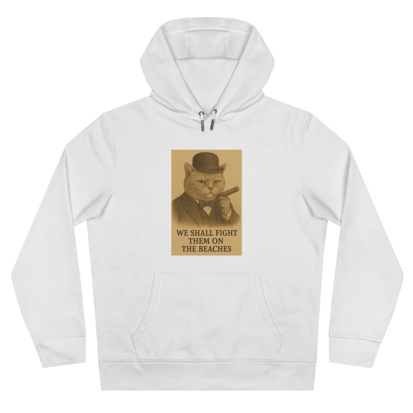 Winston Churchill, Fight them on the Beaches Cat King Hoodie, Cute Cat Sweatshirt, Unique Gift for Cat Lovers, Funny Animal Apparel, Casual Wear for All Occasions