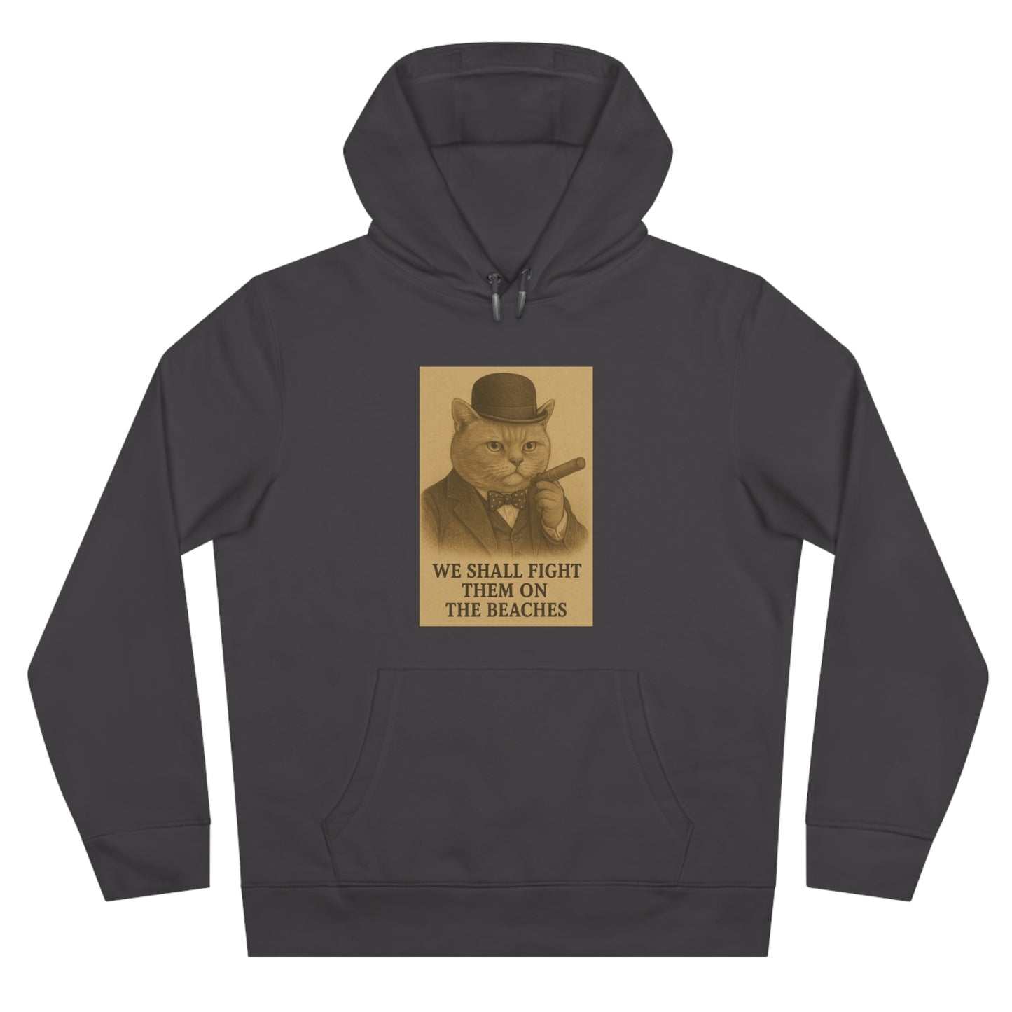 Winston Churchill, Fight them on the Beaches Cat King Hoodie, Cute Cat Sweatshirt, Unique Gift for Cat Lovers, Funny Animal Apparel, Casual Wear for All Occasions