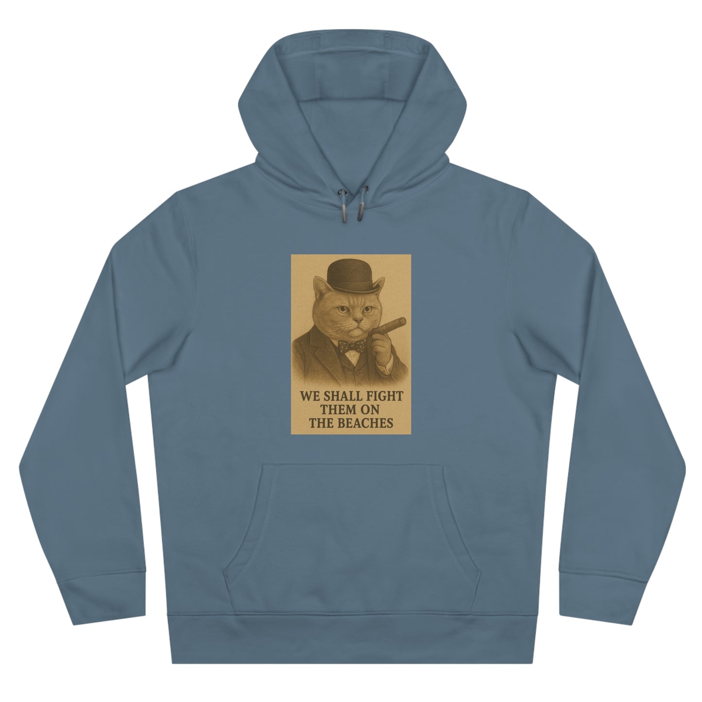 Winston Churchill, Fight them on the Beaches Cat King Hoodie, Cute Cat Sweatshirt, Unique Gift for Cat Lovers, Funny Animal Apparel, Casual Wear for All Occasions