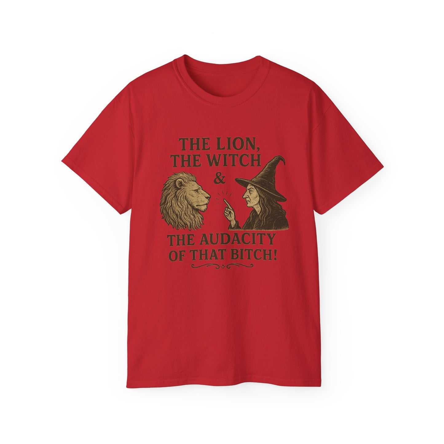 The Lion, the witch & the Audacity Tee, Unisex Cotton T-Shirt for Readers, Book Lovers Gift, Nerdy Humor Shirt, Unique Conversation Starter