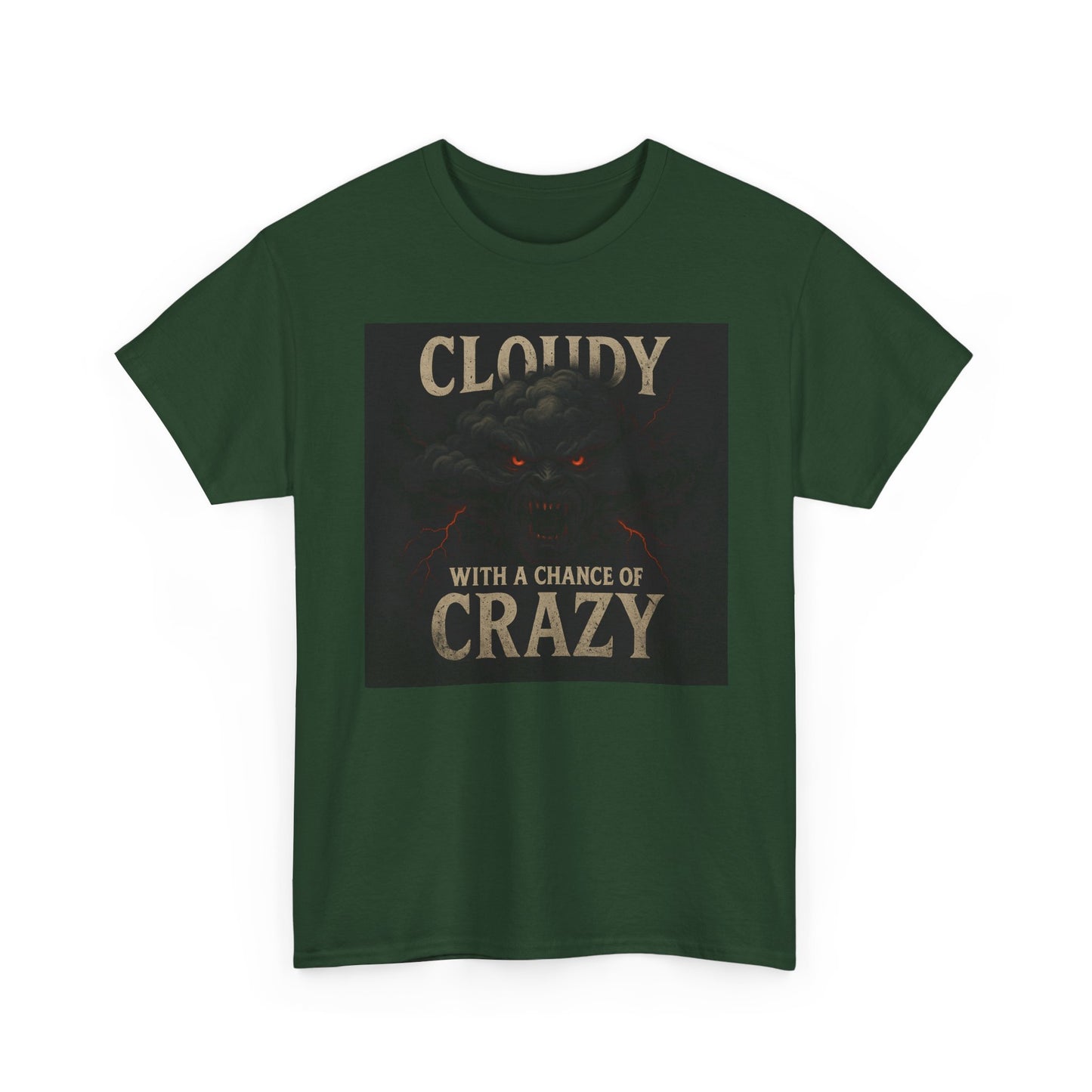 Cloudy with a Chance of Crazy Unisex Heavy Cotton Tee, Fun Graphic Shirt, Gift for Weather Lovers, Casual Wear, Unique Birthday Present