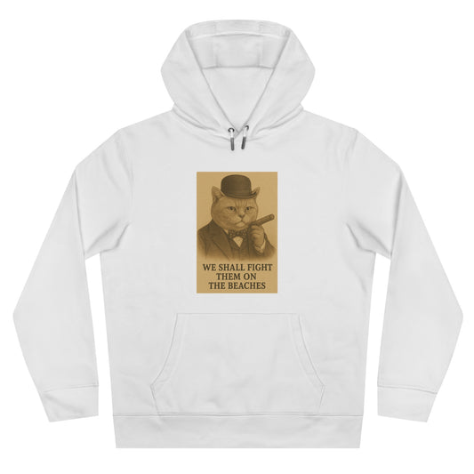Winston Churchill, Fight them on the Beaches Cat King Hoodie, Cute Cat Sweatshirt, Unique Gift for Cat Lovers, Funny Animal Apparel, Casual Wear for All Occasions