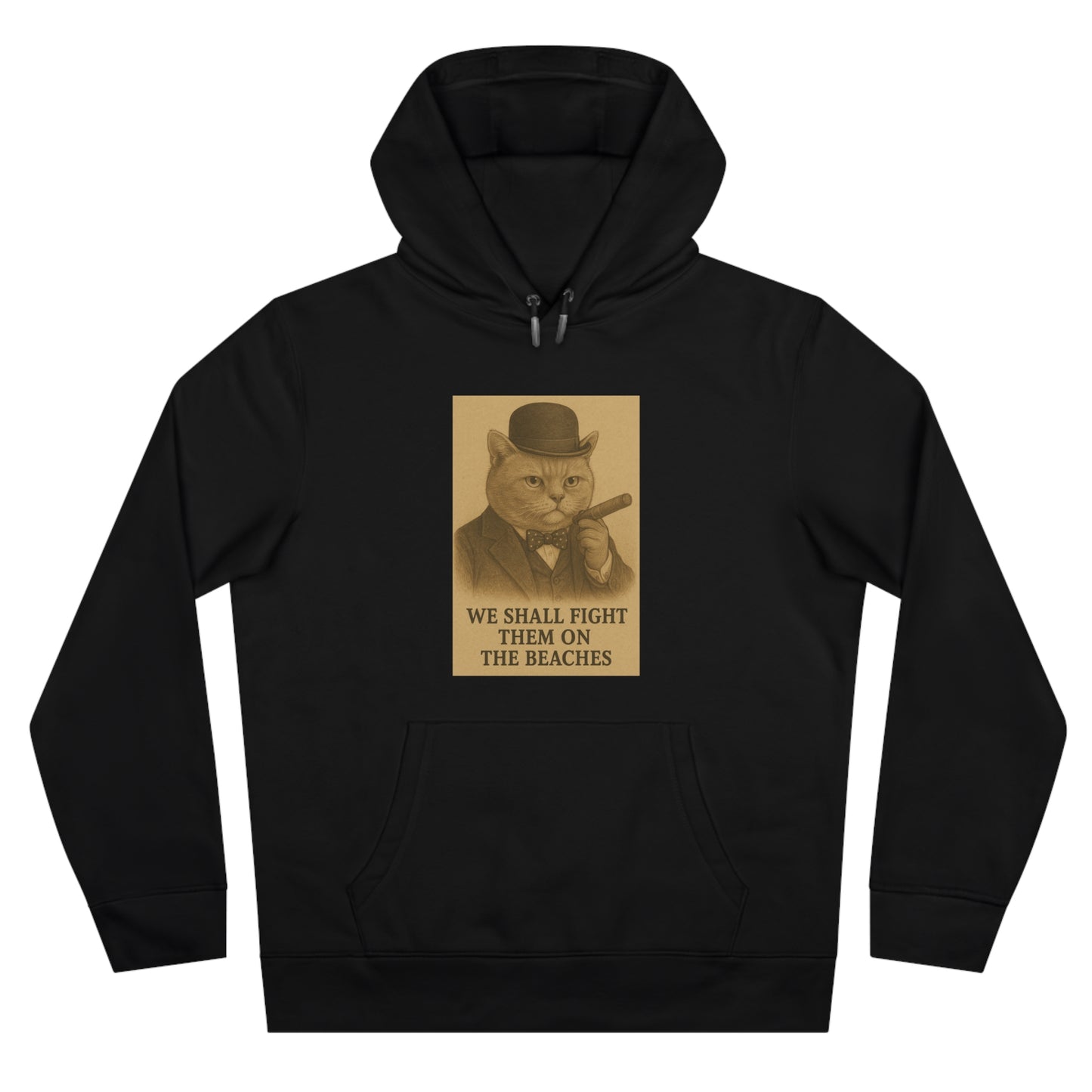 Winston Churchill, Fight them on the Beaches Cat King Hoodie, Cute Cat Sweatshirt, Unique Gift for Cat Lovers, Funny Animal Apparel, Casual Wear for All Occasions