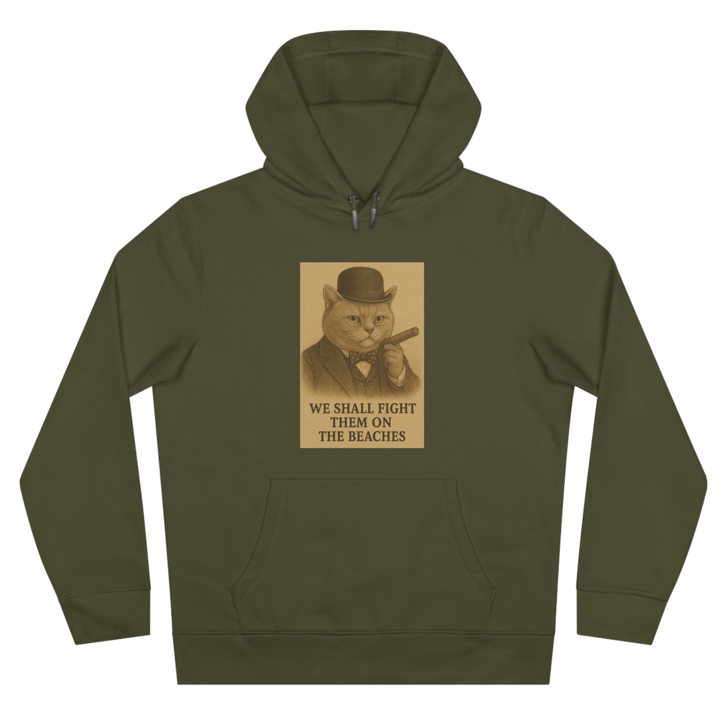 Winston Churchill, Fight them on the Beaches Cat King Hoodie, Cute Cat Sweatshirt, Unique Gift for Cat Lovers, Funny Animal Apparel, Casual Wear for All Occasions