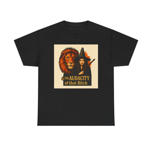 Witch & Lion Tee | Unisex Heavy Cotton Shirt, Witchy Fashion, Halloween Apparel, Audacity Spirit, Unique Graphic Top